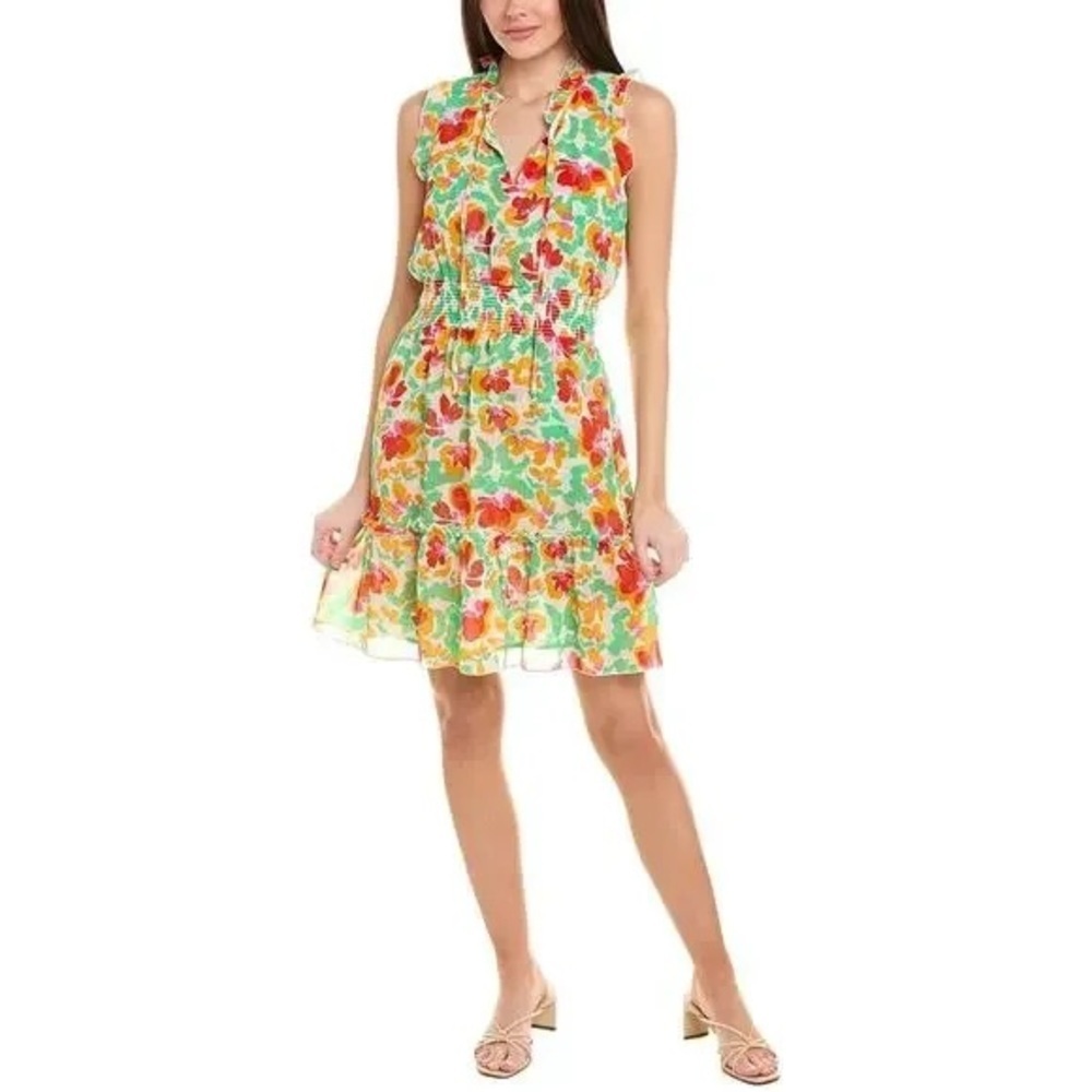 CAbi Spirit Abstract Print Sleeveless Ruffles
Dress Size S Multicolor